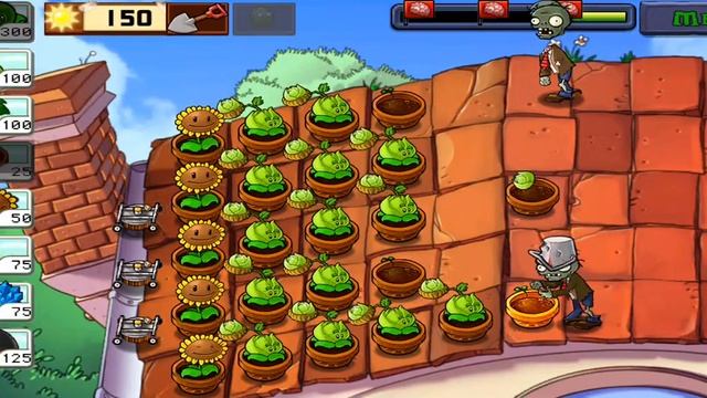 прохождение PVZ уровень-9 крыша