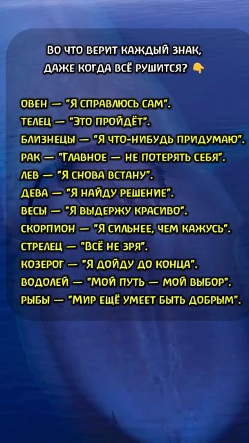 Во что верит каждый знак, даже когда всё рушится? 👇