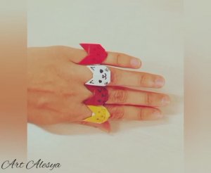 Как из бумаги сделать кольцо с котиком!
