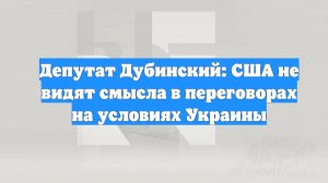 Депутат Дубинский: США не видят смысла в переговорах на условиях Украины