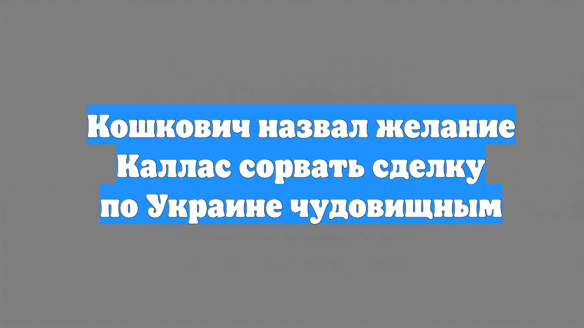 Кошкович назвал желание Каллас сорвать сделку по Украине чудовищным