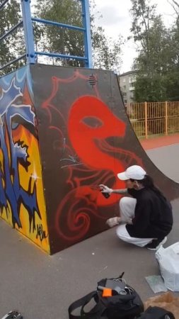 Оформление скейт парка #граффити #lublue #graffitigirl #graffiti #граффитиназаказ #самокат #скейт