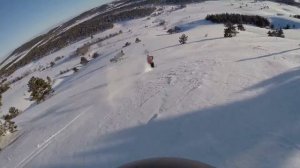 Спуск на сноуборде с горы Бедене-Кыр