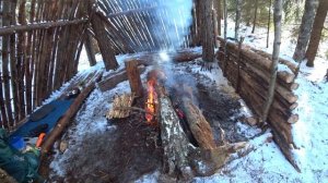 БУШКРАФТ ЗИМОЙ #2 - ОДИН В ЛЕСУ - ЗИМНИЙ БУШКРАФТ ЛАГЕРЬ - КОСТЕР ЧАЙ ОТДЫХ - BUSHCRAFT