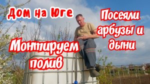 Дом на Юге.  Посадили арбузы и дыни. Монтируем полив.