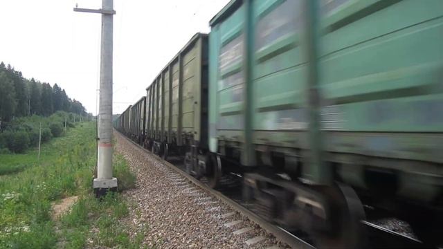 Электровоз ВЛ11-055/090А с грузовым поездом платформа 221 км 12.06.2019