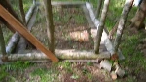 Постройка шалаша - балагана в лесу.