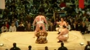 Sumo traditional warm up ceremony at the osaka tournament
