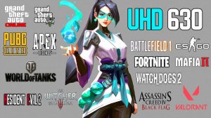 Intel UHD Graphics 630 - UHD Graphics 630 Gaming - 14 Games Tested