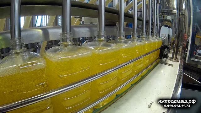 Линия розлива вязких жидкостей в литровую бутылку