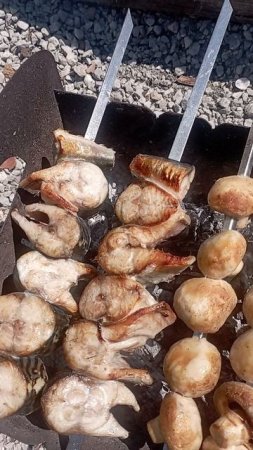 праздничный ШАШЛЫЧОК: рыбочка, грибочки, мяско😋😋