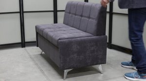 Прямой кухонный диван Авалон с ящиком на хромированных ножках