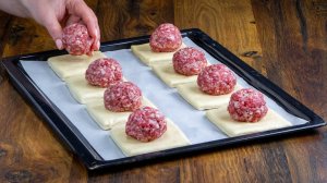 Из менее чем 0,5 кг мясного фарша и слоеного теста готовлю сказочную закуску!