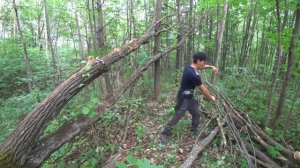 САМЫЙ ПРОСТОЙ СПОСОБ ПОСТРОИТЬ ШАЛАШ В ЛЕСУ.ПОСТРОИЛ ШАЛАШ В ЛЕСУ.