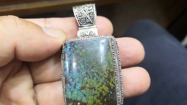 Huge Tibetan Turquoise silver pendant handmade in SILVER NEPAL , Jwari Ratna Bajracharya. смотреть онлайн