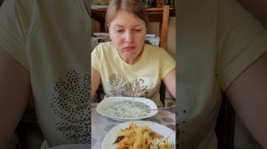 Мукбанг. Окрошка с жареной картошкой