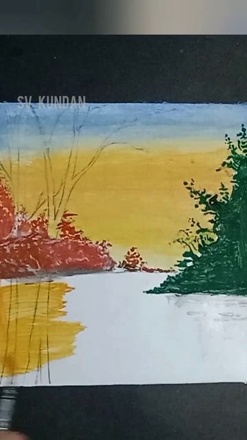 Painting of nature scenery #shorts #art #drawing #painting #viral #shortsvideo #trending