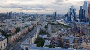 Панорама Москвы со смотровой площадки сталинской высотки - гостиницы "Украина"