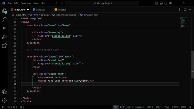 Build a Complete Responsive Food & Restaurant Website using HTML CSS JavaScript | About Section