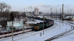 Тепловозы 2ТЭ10М-3035 и 2ТЭ10М-3074. Двойная тяга. Звук 10Д100.