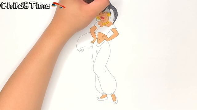 Aladdin Jasmine coloring for Kids. Child&Time.Art смотреть онлайн