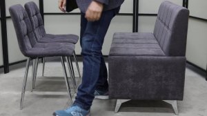 Диван, 2 стула (серия Авалон темно-серый, ножки хром)