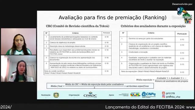 LIVE DE LANÇAMENTO DO REGULAMENTO DE PROJETOS DE IC DA EDUCAÇÃO BÁSICA (FECITBA-PA 2024)