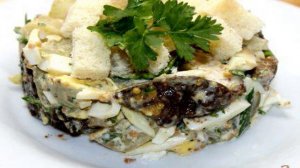 Картофельный салат с печенью и свининой