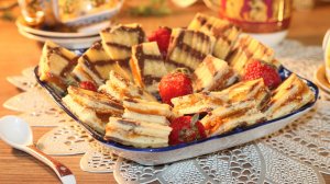 Полосатое пирожное с вареной сгущенкой