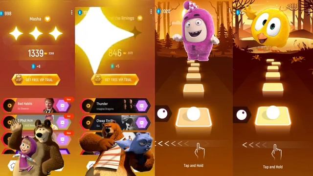 Masha and the bear vs Grizzy and the Lemmings vs Oddbods vs Where's chicky -Tiles Hop смотреть онлайн