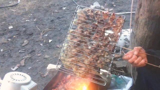 Жарим быстро шашлык)))