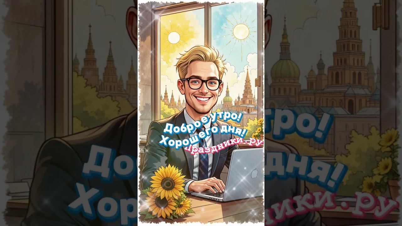 Музыкальная открытка ДОБРОЕ УТРО! Хорошего дня! другу, любимому парню, отцу, мужу смотреть онлайн