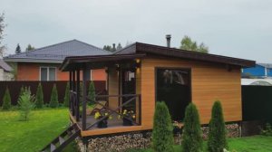 Уютная модульная баня с террасой