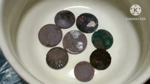 Чистка монет новым средством.