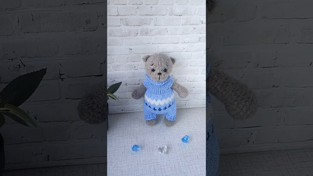 Мишка в комбинезоне #вязаныеигрушки #амигуруми