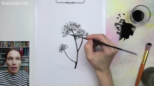 Урок по рисованию веточки тушью