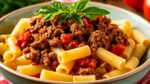 Макароны по-флотски с фаршем на сковороде.