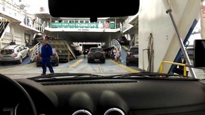 Плывем на пароме Протопорос 4. Керченская паромная переправа. Порт Крым - Порт Кавказ.