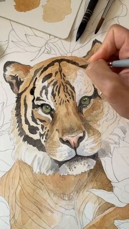 Рисуем акварелью тигра