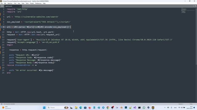 Эксплойт для уязвимости Cross Site Scripting (XSS) на языке Rubу + пошаговый разбор кода. смотреть онлайн