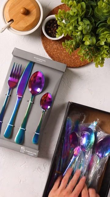 Столовые приборы радужные на 6 персон 24 предмета смотреть онлайн