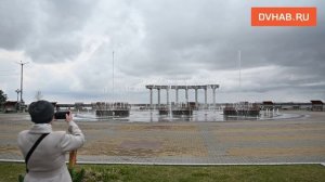 На набережной Хабаровска провели пробный запуск пешеходного фонтана