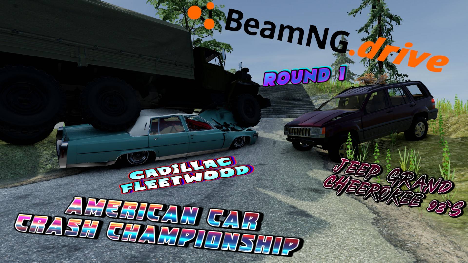 ROUND 1/CADILLAC FLEETWOOD VS JEEP CHEROKEE 93'S/AMERICAN CAR CRASH CHAMPIONSHIP BEAMNG DRIVE/