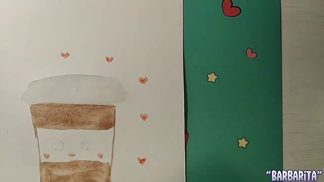 Рисунок акварелью милый кавайный кофейный стаканчик | Barbarita смотреть онлайн