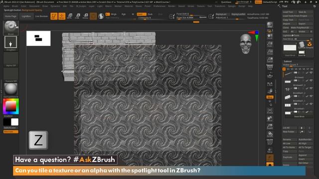 #AskZBrush - Tile Textures Using the Spotlight Tool