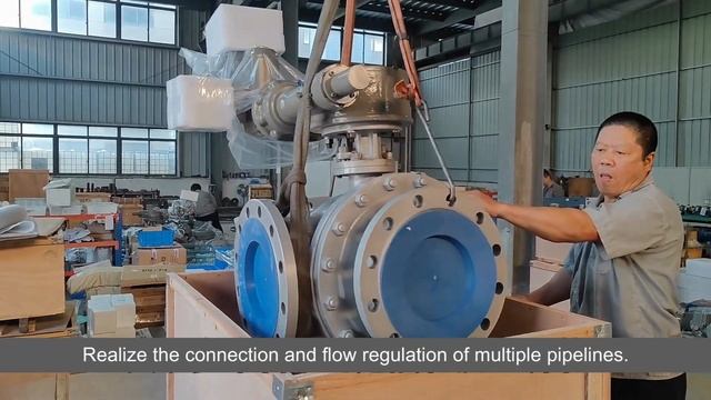 Electric Three-Way Ball Valve Using AOX-M Electric Actuator