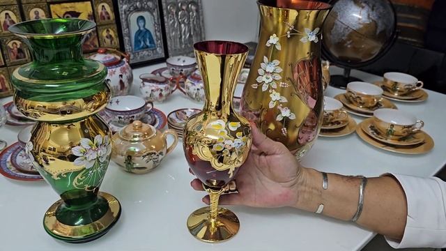 4 - винтажная посуда из Чехии богемское стекло, Vintage-Glass Vase