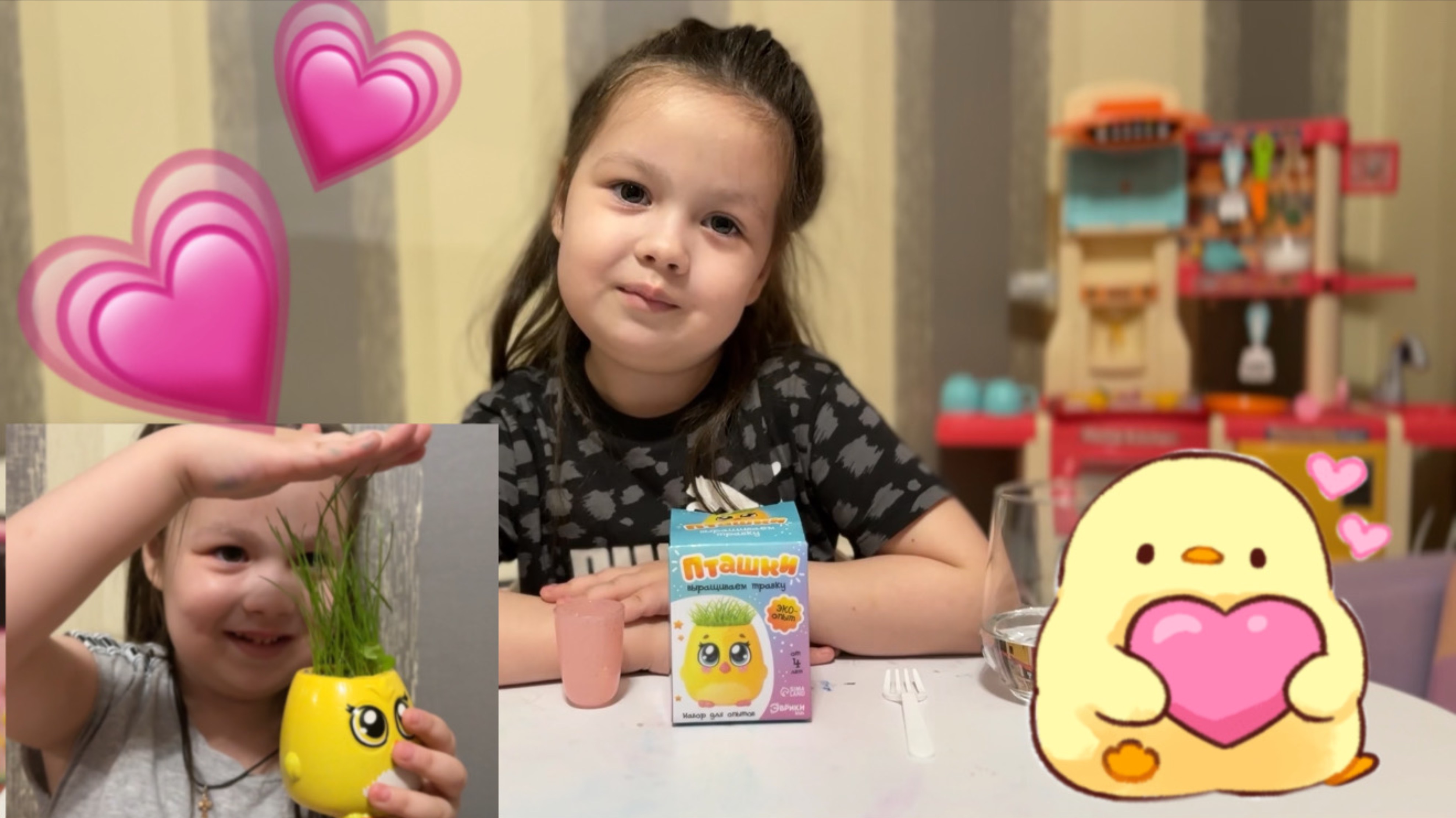 Выращиваем зелень сами🙌 ПТЕНЧИК С ПРИЧЕСКОЙ 🐥видео для детей 👼🏻🩷