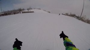 Абзаково, Банное. Катание на сноуборде с друзьями под собственный трэк