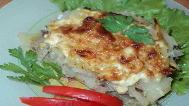 Картофель с отбивными по французски.
